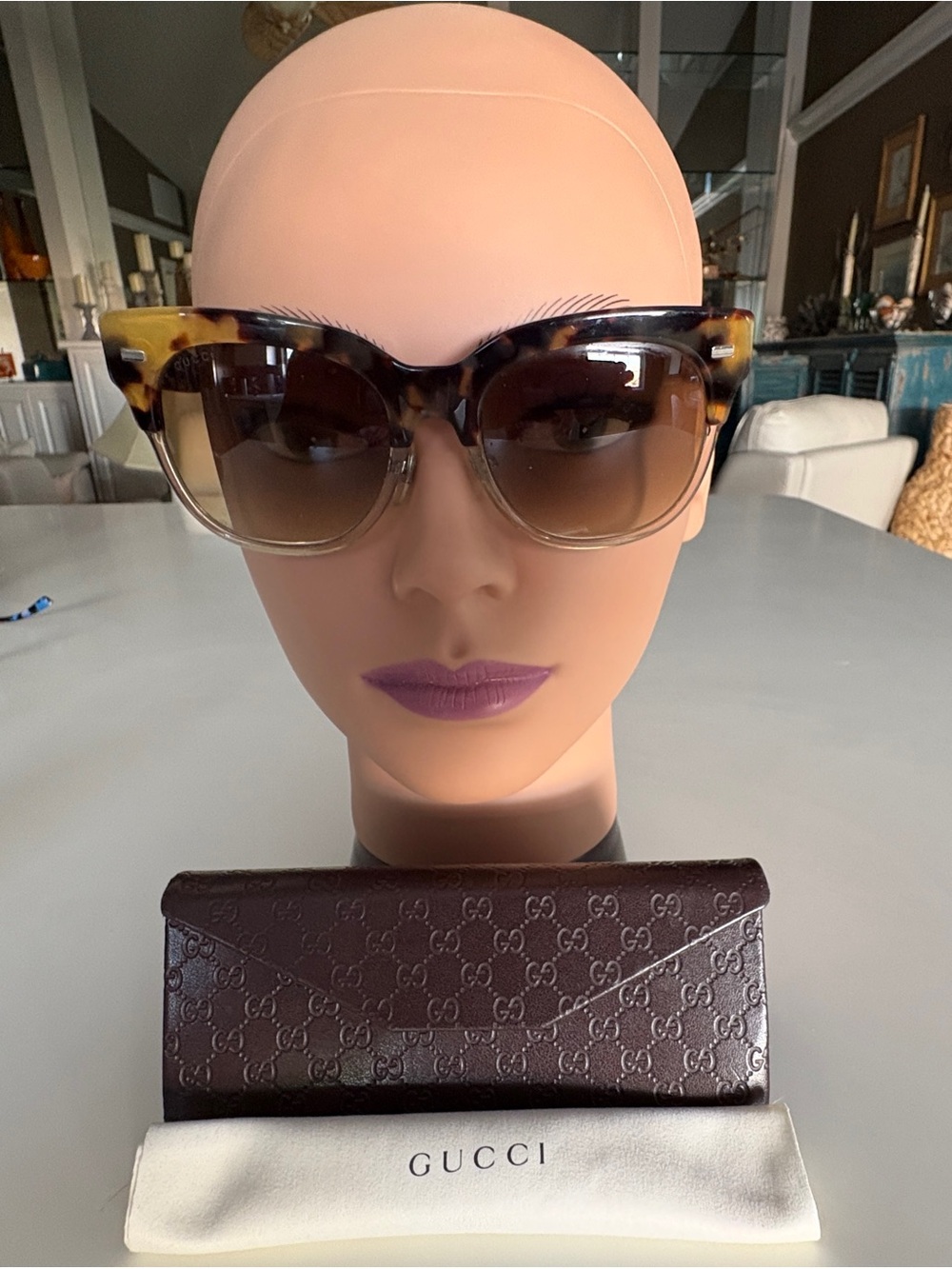 Gucci GG3744/S 3MQCC Spotted Havana Brown Gradient Sunglasses 52 Italy like new